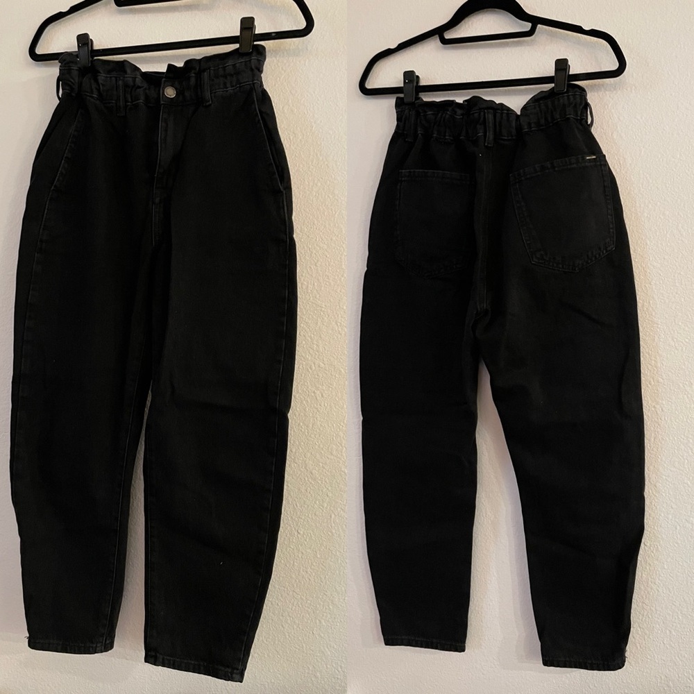Baggy paperbag black pants